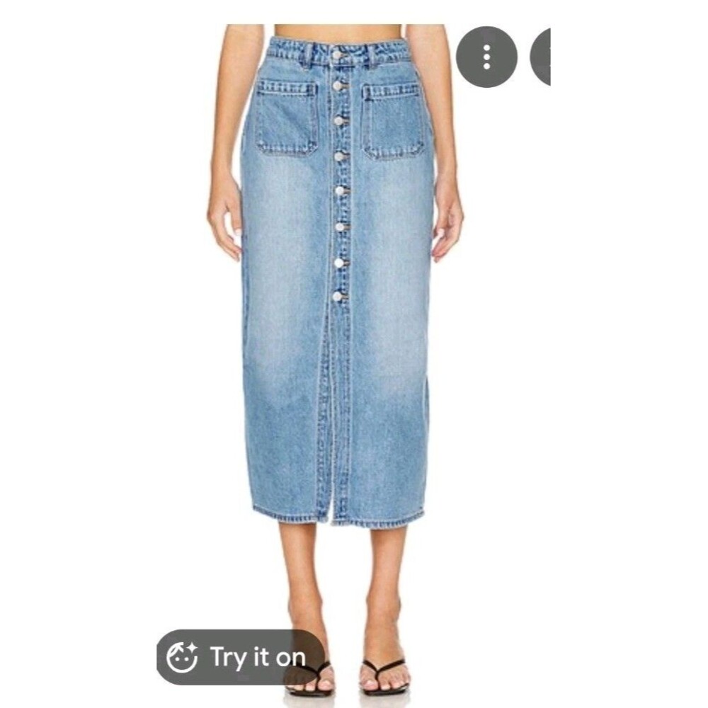 Rollas Saylor Vintage Blue Denim Midi Skirt Size 24
